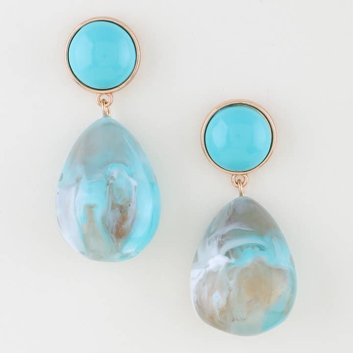 3AM BY H&D ACCESSORIES - Wholesale Dangle Earrings - Marble Stone Teardrop Earrings5