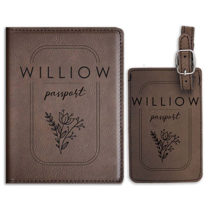Ensemble d'étuis pour passeport et d'étiquettes à bagages | Willow pour la vente par Etchey