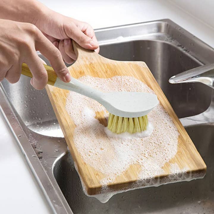 AIRNEX - Vente Brosses de nettoyage - Brosse à vaisselle de nettoyage naturel - 1 brosse en bambou avec manche1