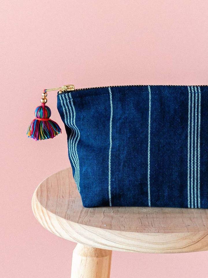 Indigo Handmade Toiletry Bag for wholesale by Vegan Expedition