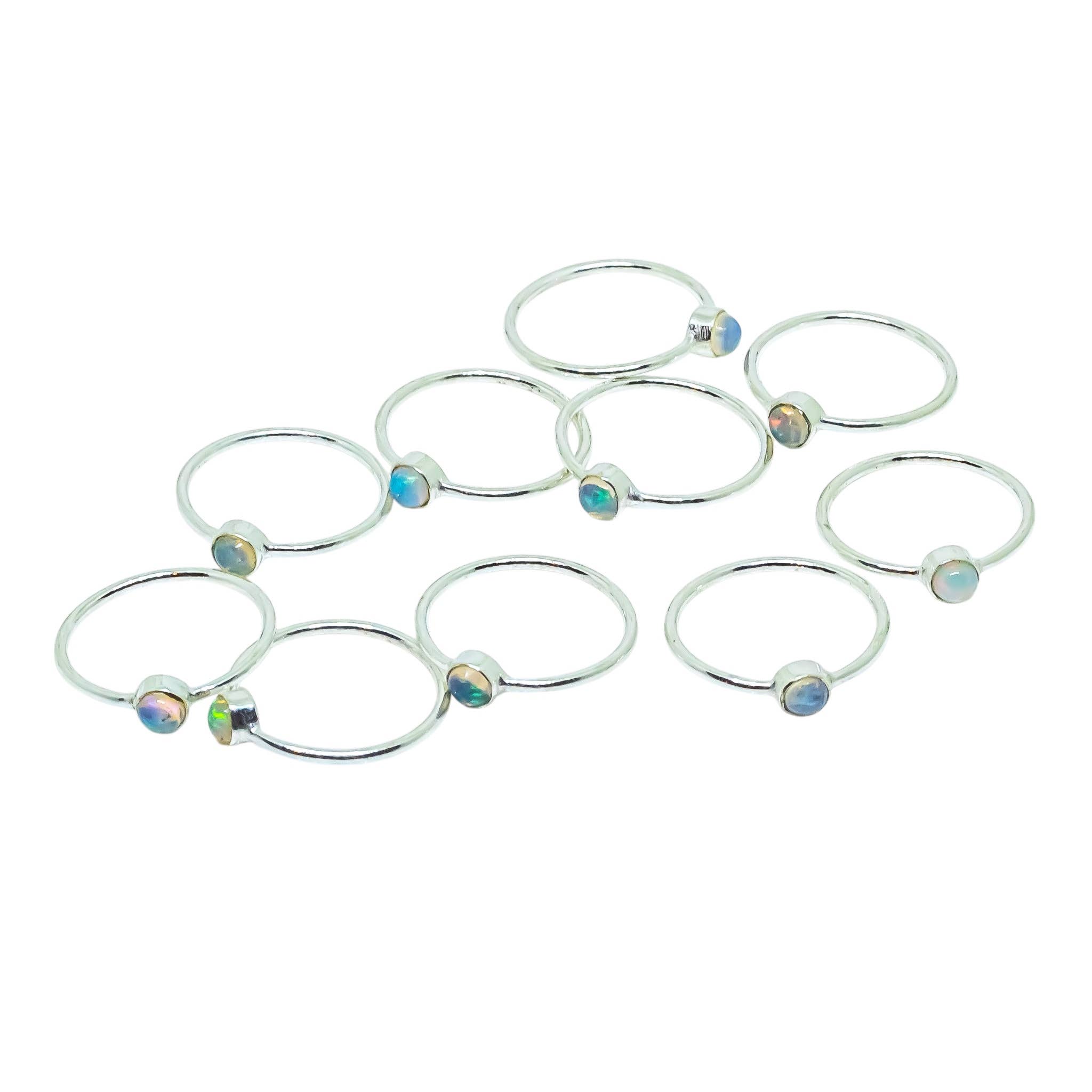 Quasar Gems USA – wholesale Single stone/solitaire ring – Opal Brass Silve Stackable Ring1