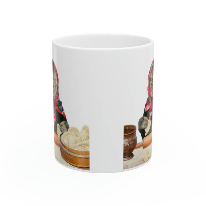 Babushka Cat - Wholesale Coffee Mug - Pierogi Making Babushka Cat Mug