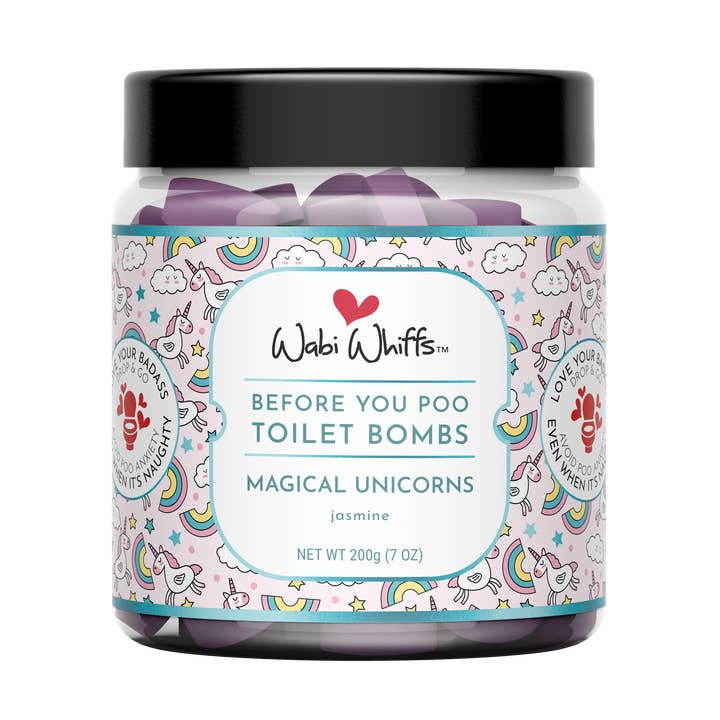 200g Magical Unicorns Fizzing Toilet Love Bombs for wholesale by Wabi Whiffs