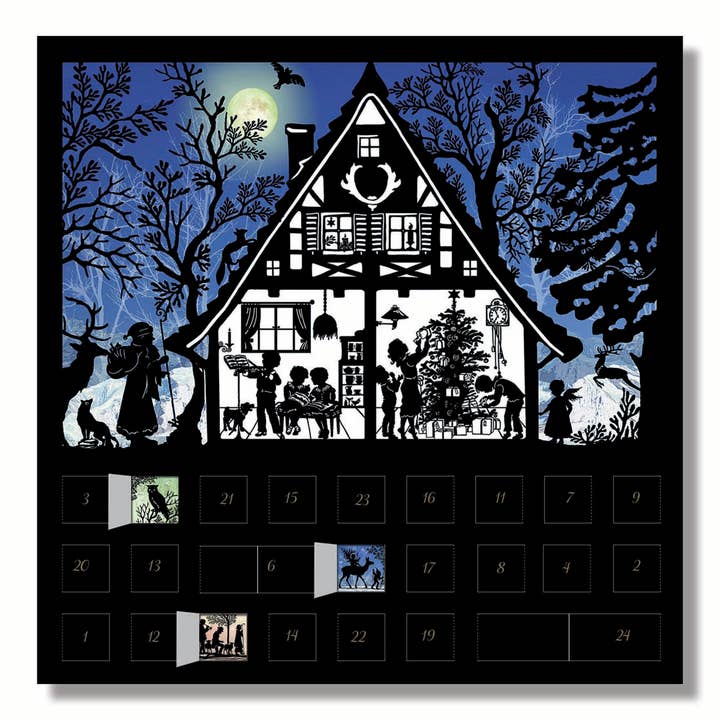 Alison Gardiner Designs - Wholesale Christmas Card - Christmas Scene Silhouettes Advent Calendar Cards