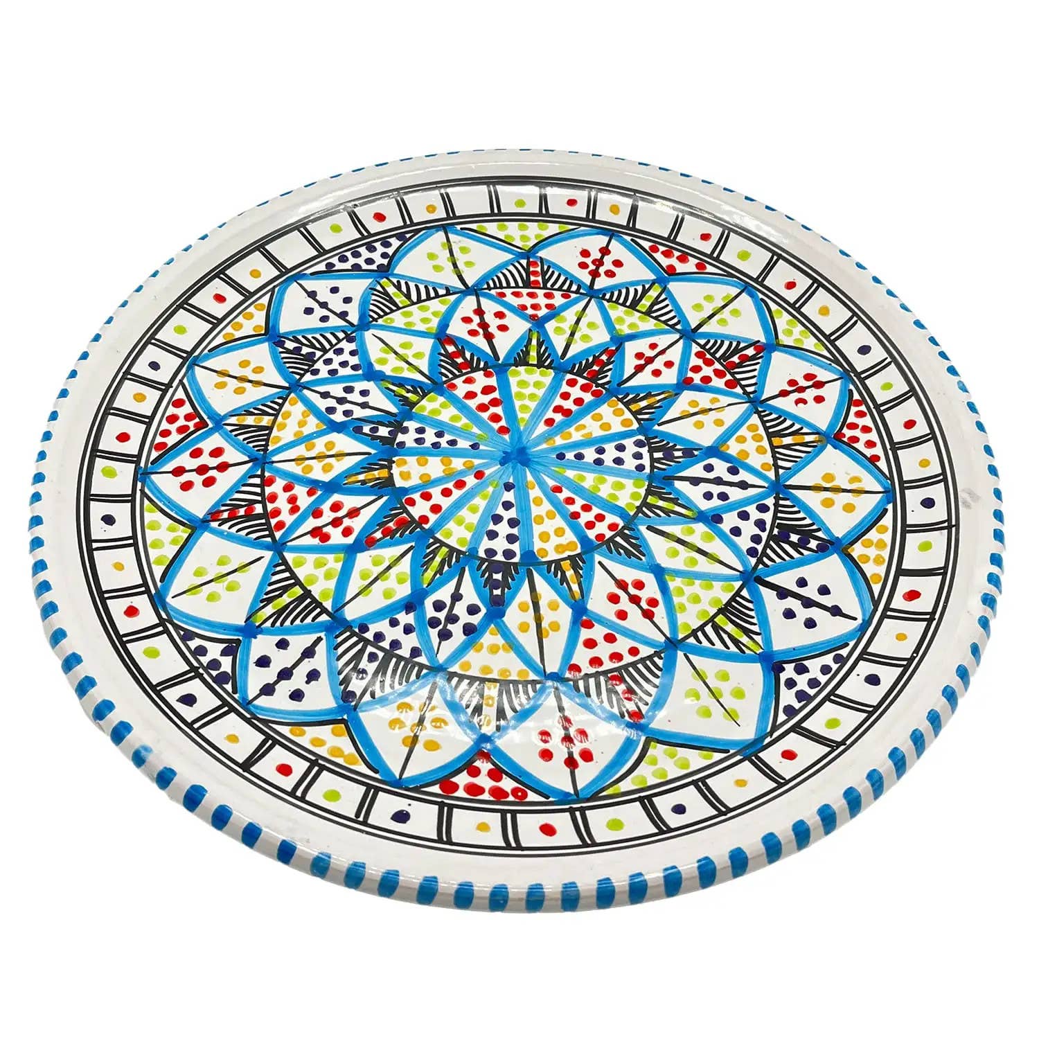 Etnico del Mondo - Wholesale Dinner Plate - Tunisian Handcrafted Ceramic Pizza Plate Ø 35 cm #22