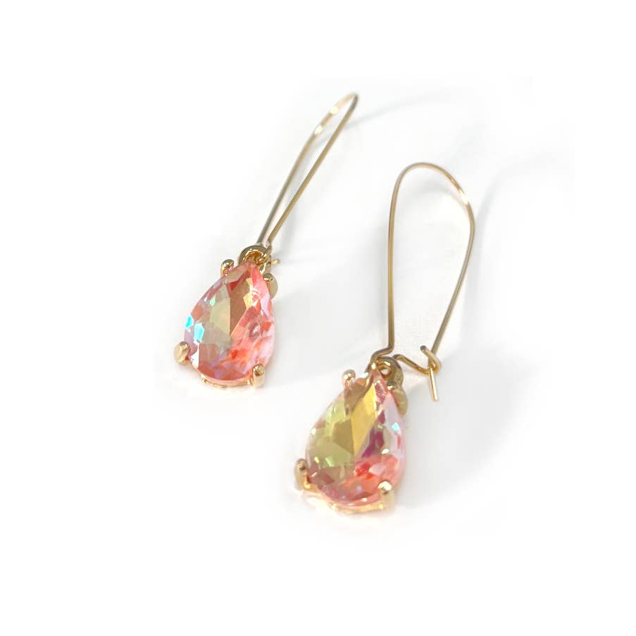 StarryNYC - Wholesale Dangle Earrings - Midi Size Teardrop 5A Grade Glass Drop Kidney Wire Earrings13