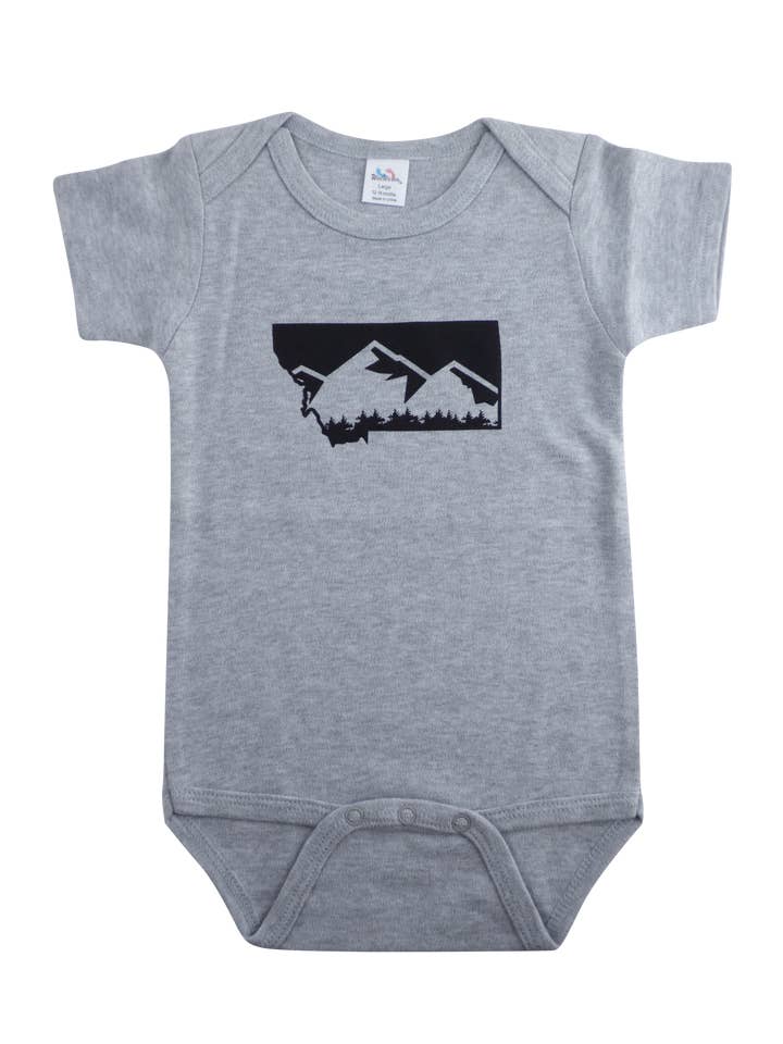 Cinza com Black Montana Mountain Onesie por atacado de Montana Tees
