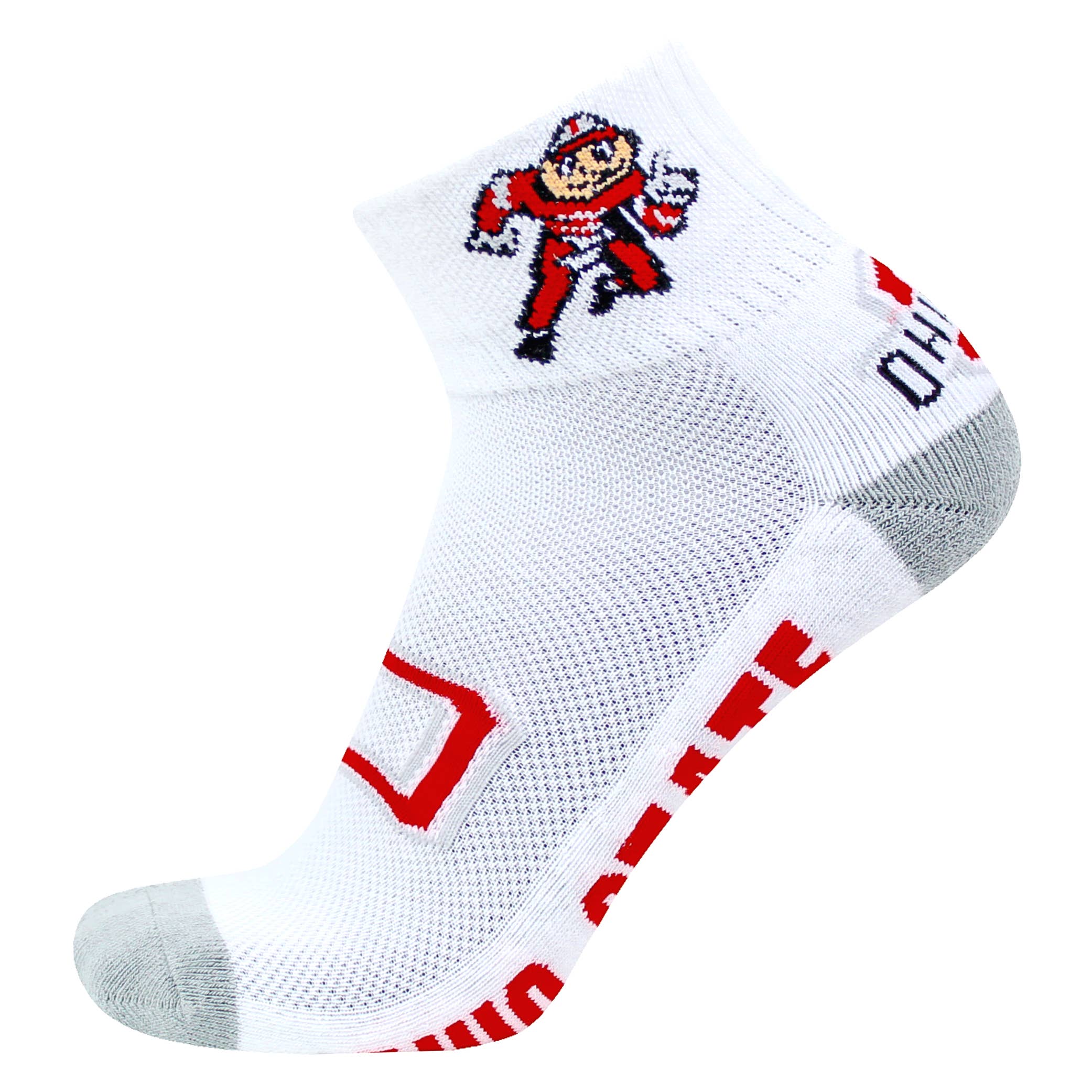 Donegal Bay - Wholesale Socks - Unisex - Ohio State Buckeyes White Quarter Socks - Brutus1
