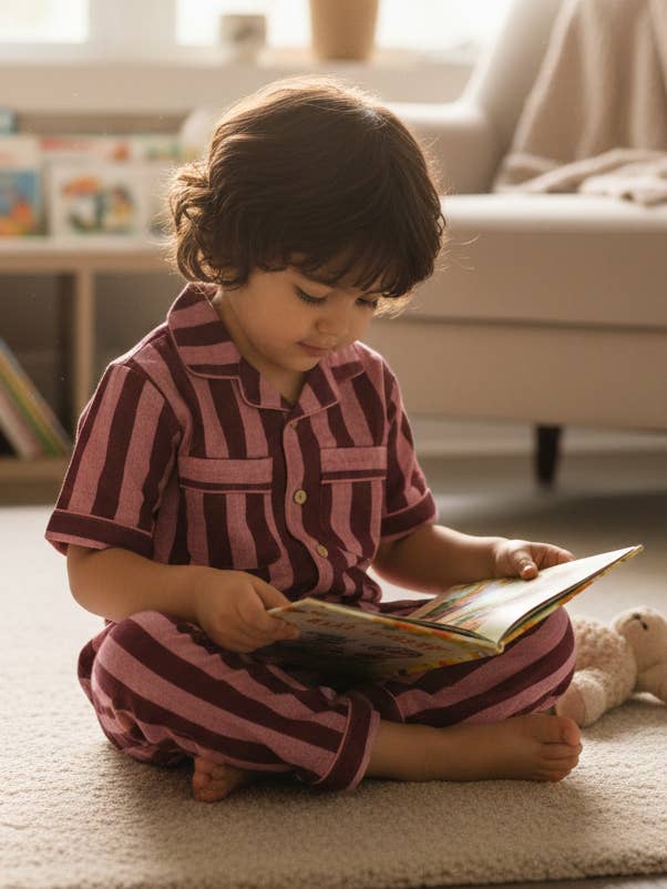 Ensembles de pyjama en coton à manches courtes et pantalons longs pour la vente par Akshu & Ameirah