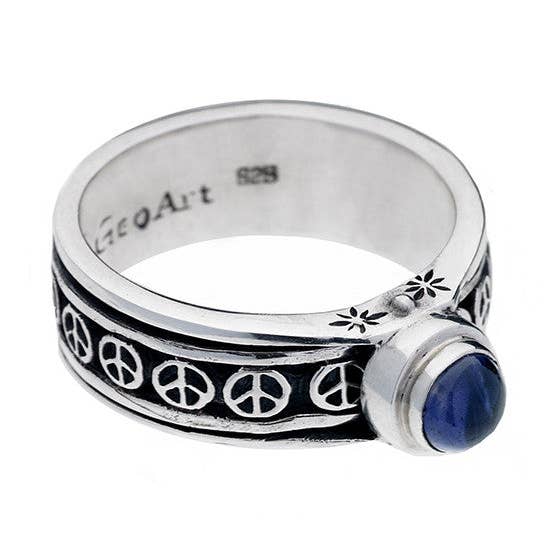 Pop Art Sterling Silver And Iolite Spinner Ring for wholesale by Cynthia Gale New York