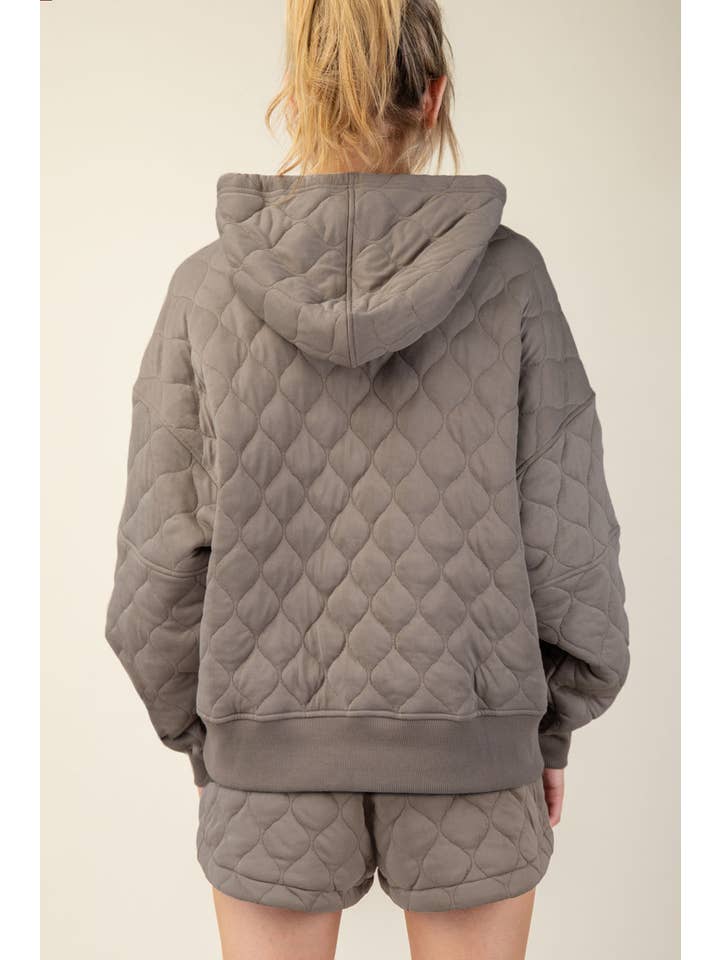 Rae Mode - Wholesale Hoodie - Women's - QUILTED QUARTER ZIP HOODIE JACKET