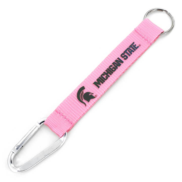 NCAA Michigan State Spartans Pink Carabiner Lanyard Keychain for wholesale by Aminco USA