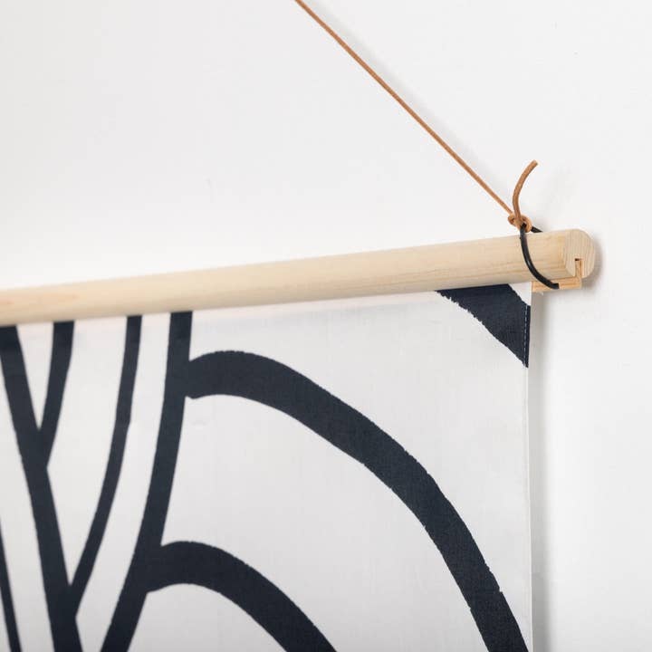 Hinoki Wood Hanging Display Pole With Leather Cord for wholesale by Link Collective