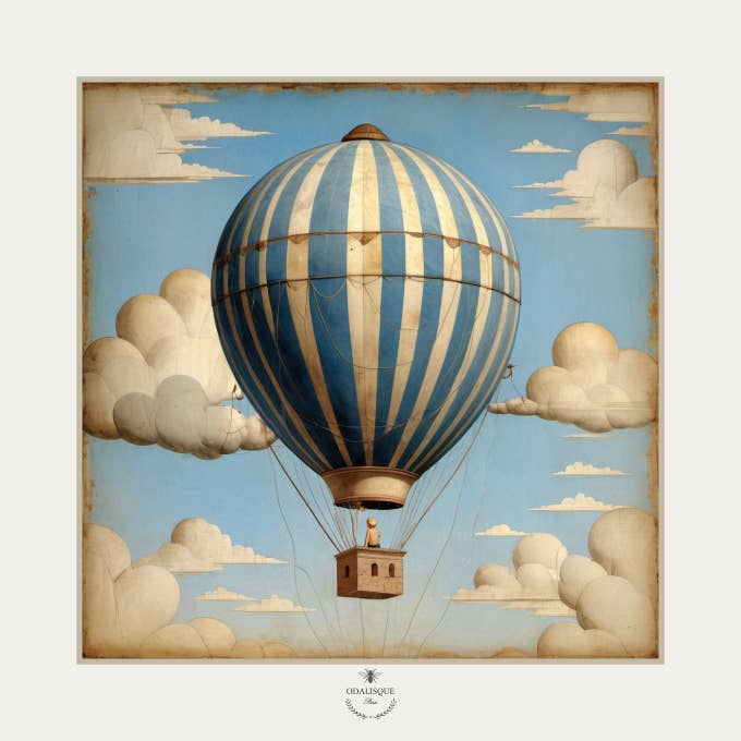 Illustration the Hot Air Balloon - 18x18 cm for wholesale by Odalisque Paris