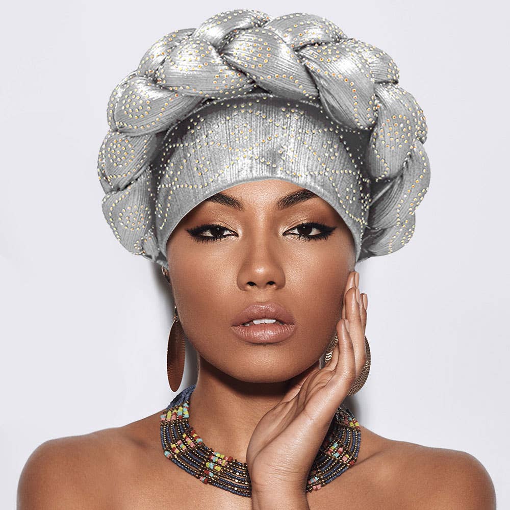 Sensibling Corp. - Wholesale Turban - Women's - Bling Studded Braided Turban Hair Wrap18