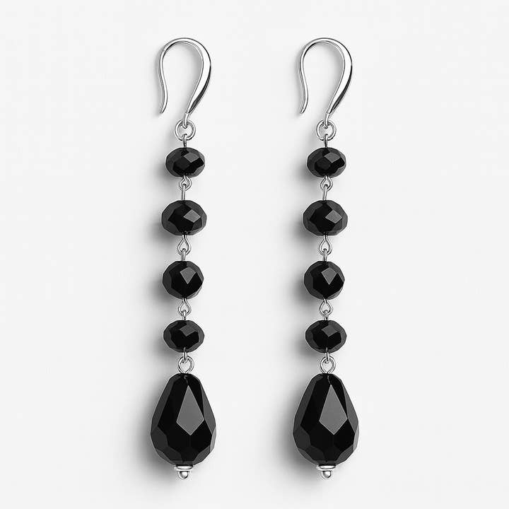 Midnight Cascade Obsidian Earrings for wholesale by Lucy Andy Jewellery