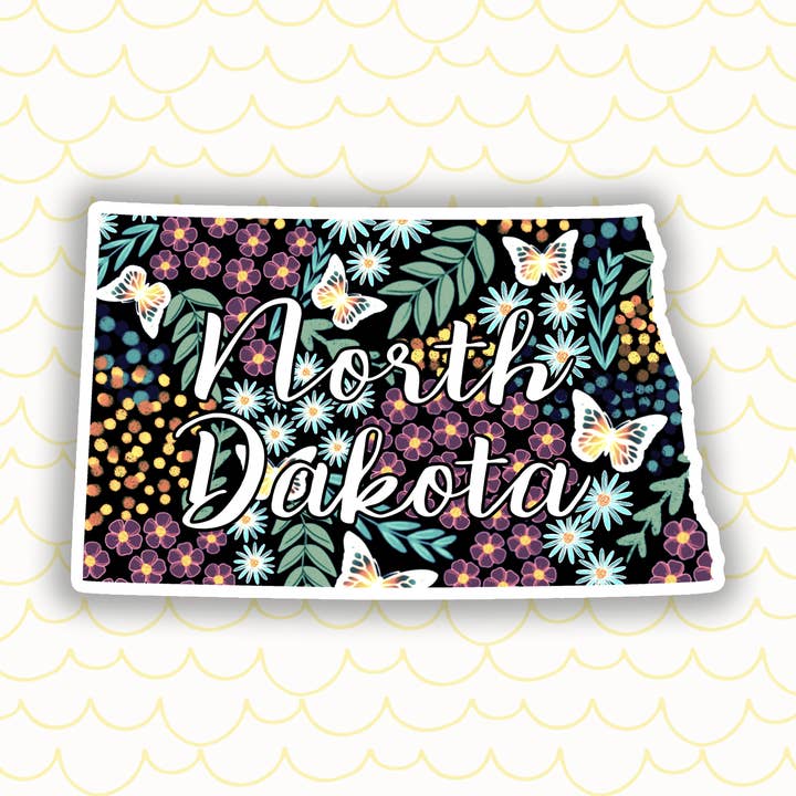 North Dakota Floral State Aufkleber für den Großhandel von Eve's Art Shop