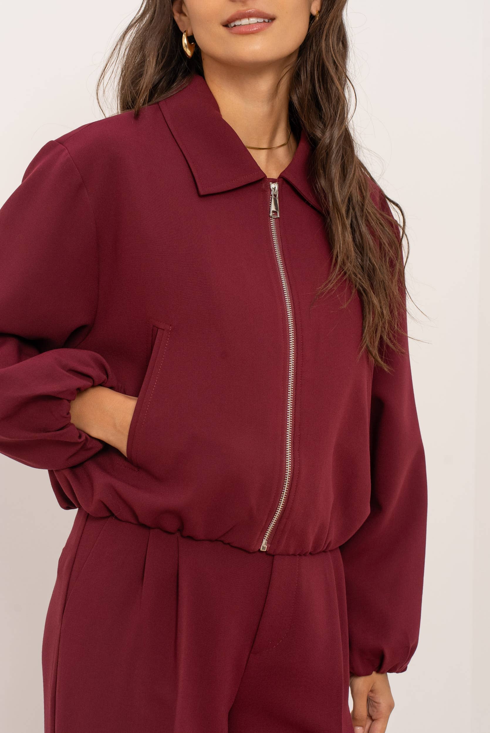 Attentif Paris - Wholesale Bomber Jacket - Women's - [Aura] Short zip-up bomber jacket with shirt collar32