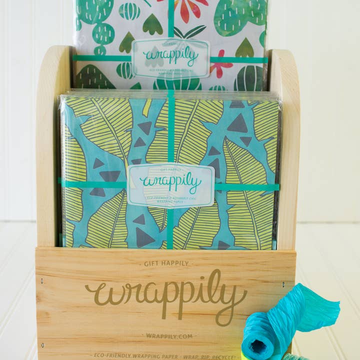 Wrappily Eco Gift Wrap Co. - Wholesale Retailer Display - Paper & Novelty - Wood Display Stand1