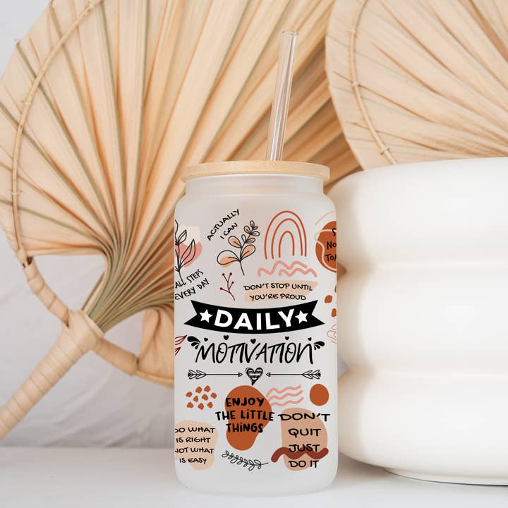 Positive Daily Motivations Glass Tumbler for wholesale by The Gift Genie LLC