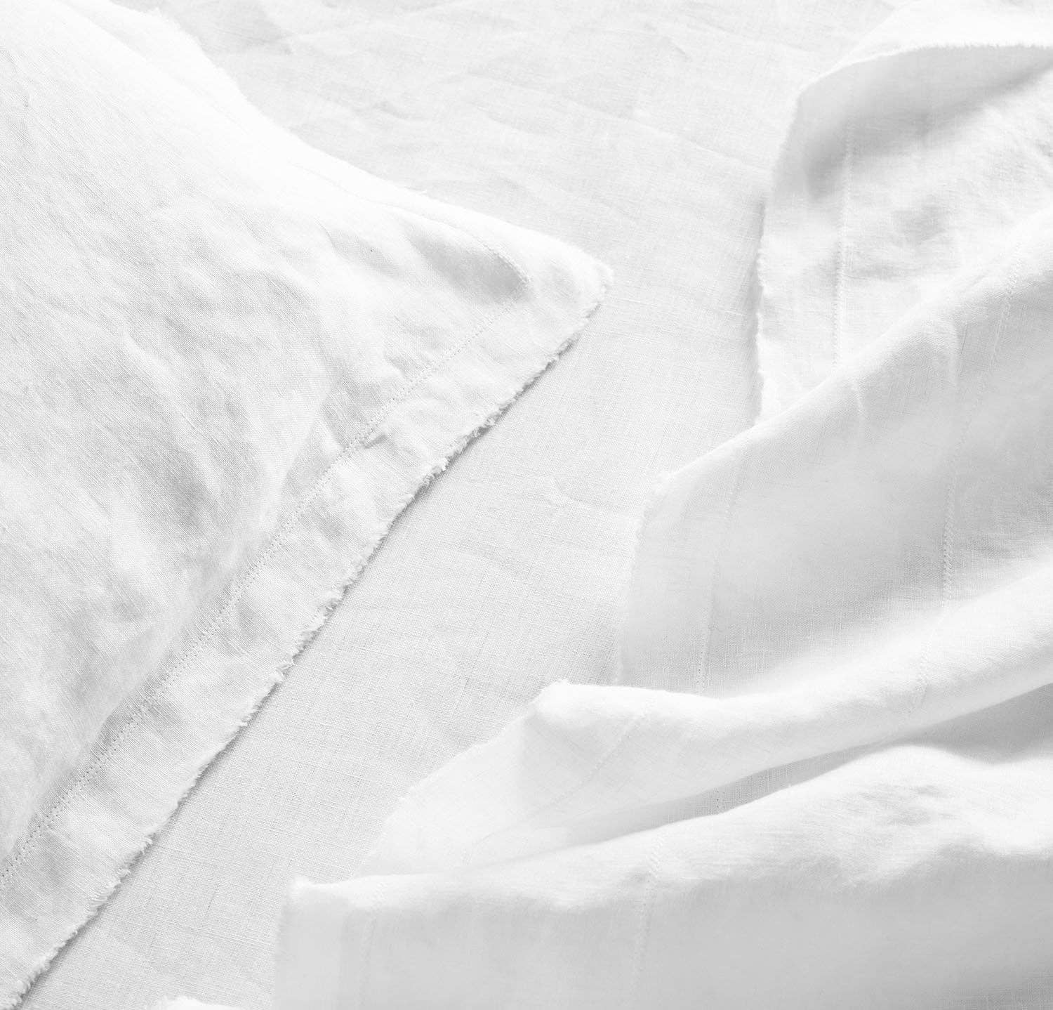 The Tangerine Store - Vente Parure de lit - Ensemble housse de couette 3 pièces et draps 4 pièces en lin pur 100 % et mélange lin-coton, bords bruts, fait main, pré-lavé, doux2