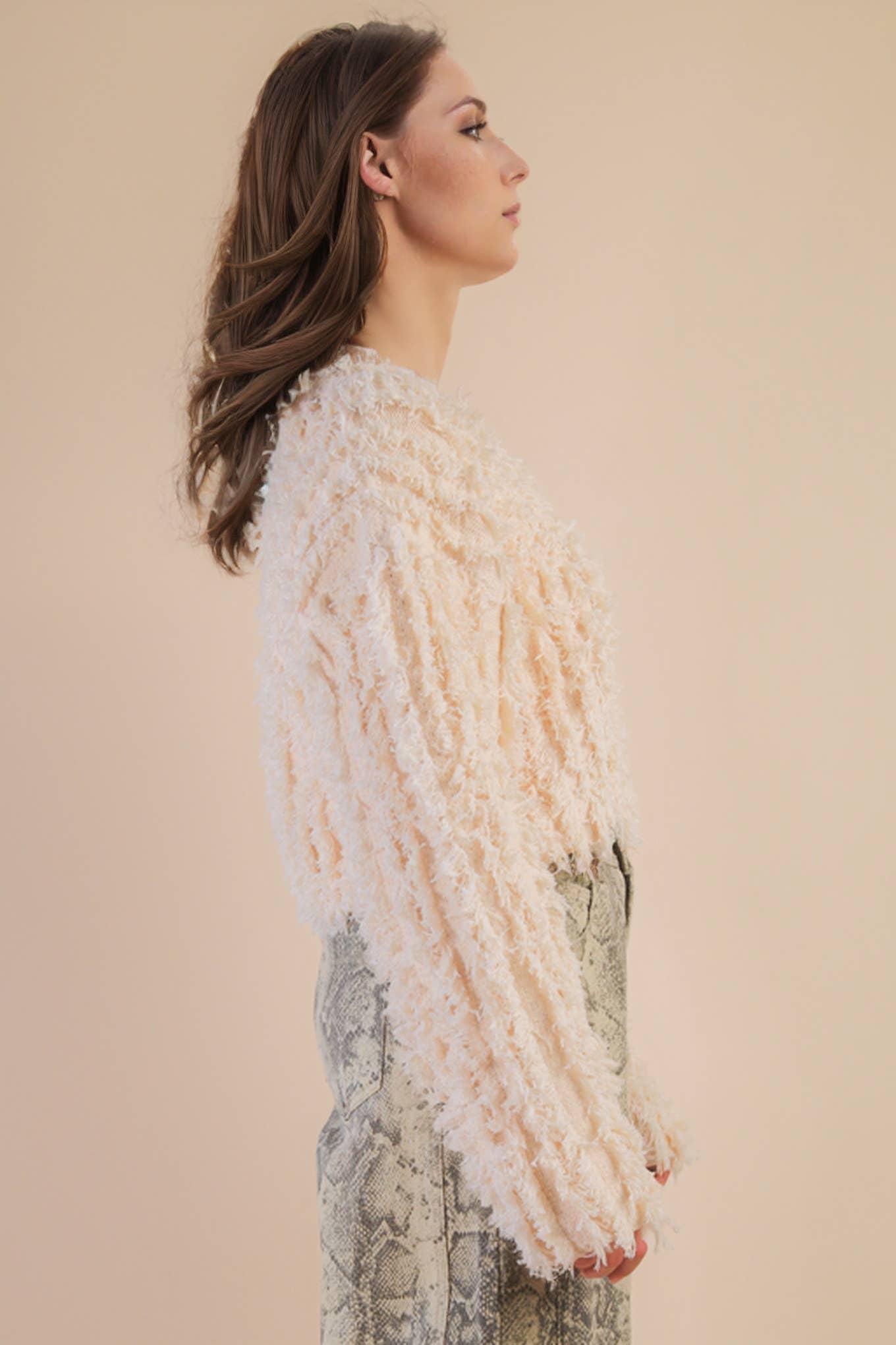 VERY J – Engroshandel Pullover - Dame – 12W3077N-Blød Shaggy Garn Striktrøje Feriejakke2