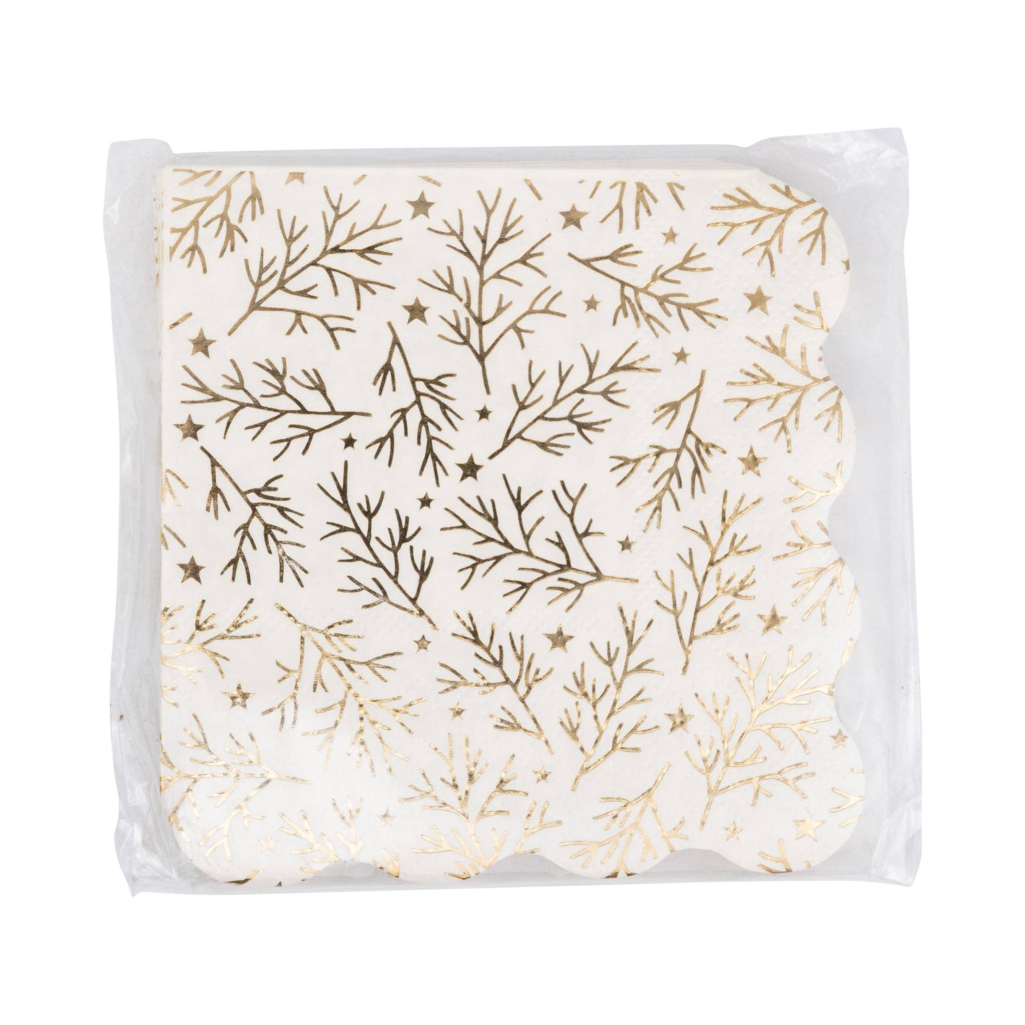 My Mind’s Eye - Wholesale Disposable Napkin - PLNP1767 - Foiled Sprigs and Foliage Cocktail Napkin1