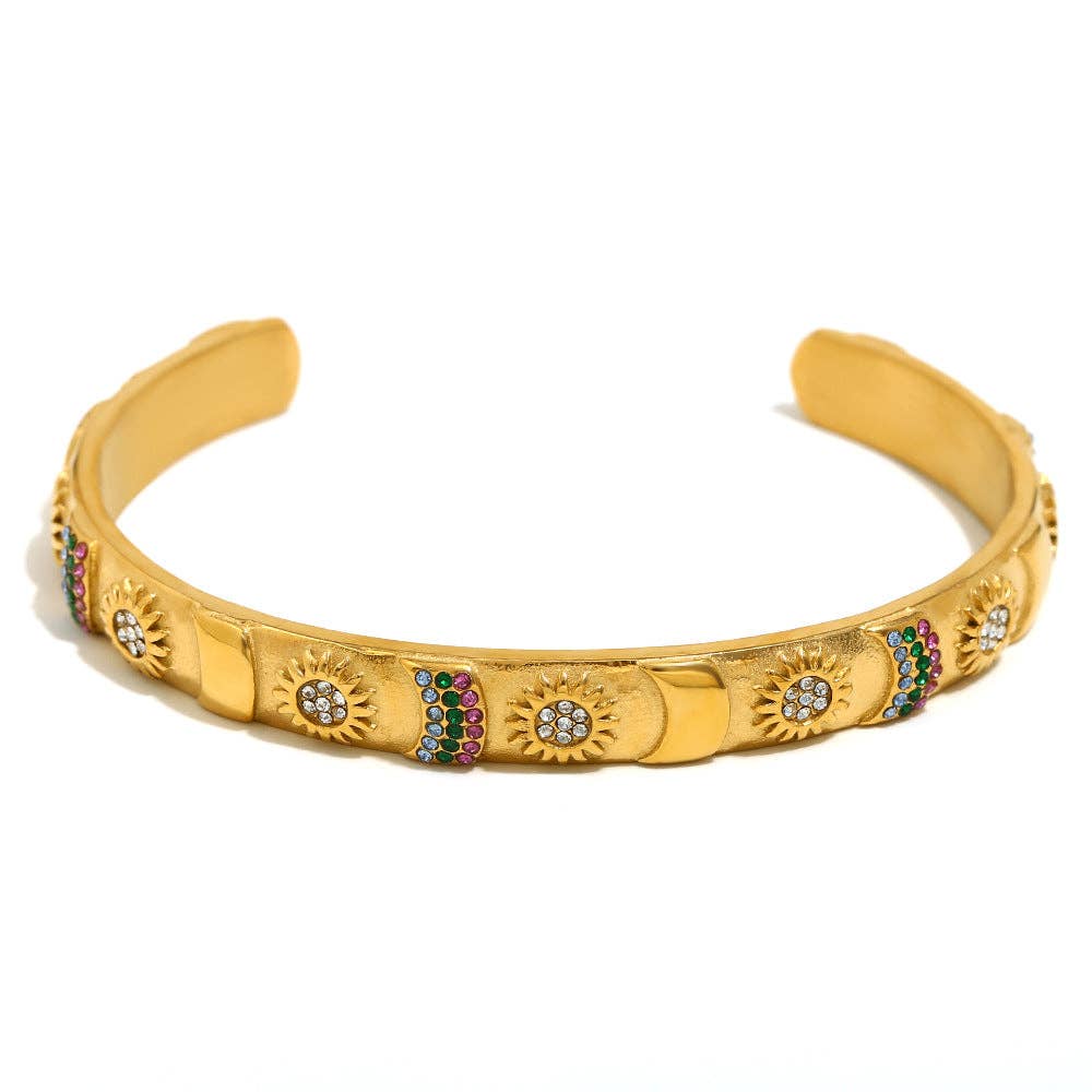 Mio Queena - Vendita all'ingrosso Bracciale a polsino - Bracciale rigido stile tarocchi in acciaio inox placcato oro 18K - FGS/MS8
