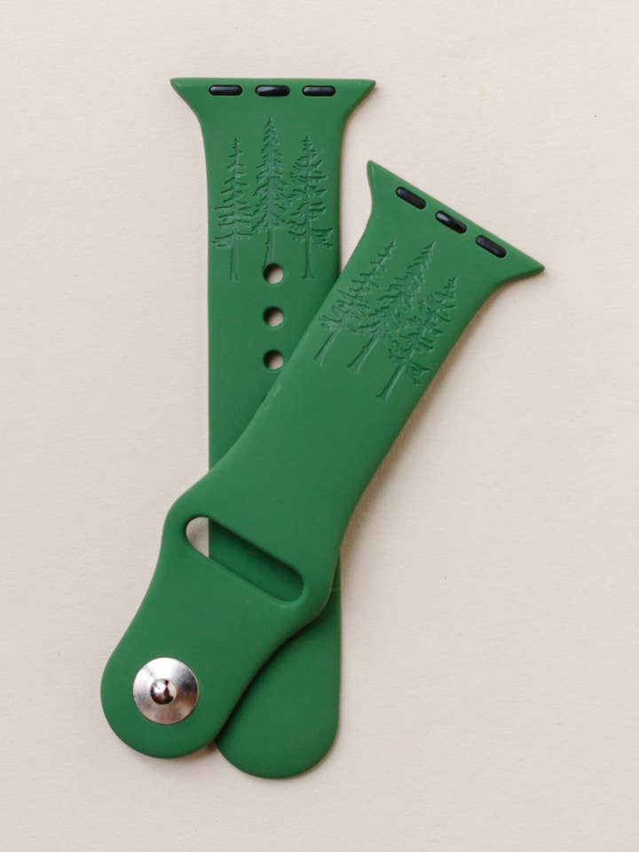 Graveret silikone æbleurbånd Evergreen Tree Design for engroshandel hos Fox and Fiddle Designs