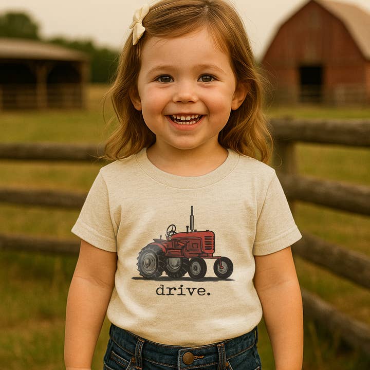 "Drive" Red Tractor Farm Boys Summer Western Apparel Kids for wholesale by Barefoot Baby
