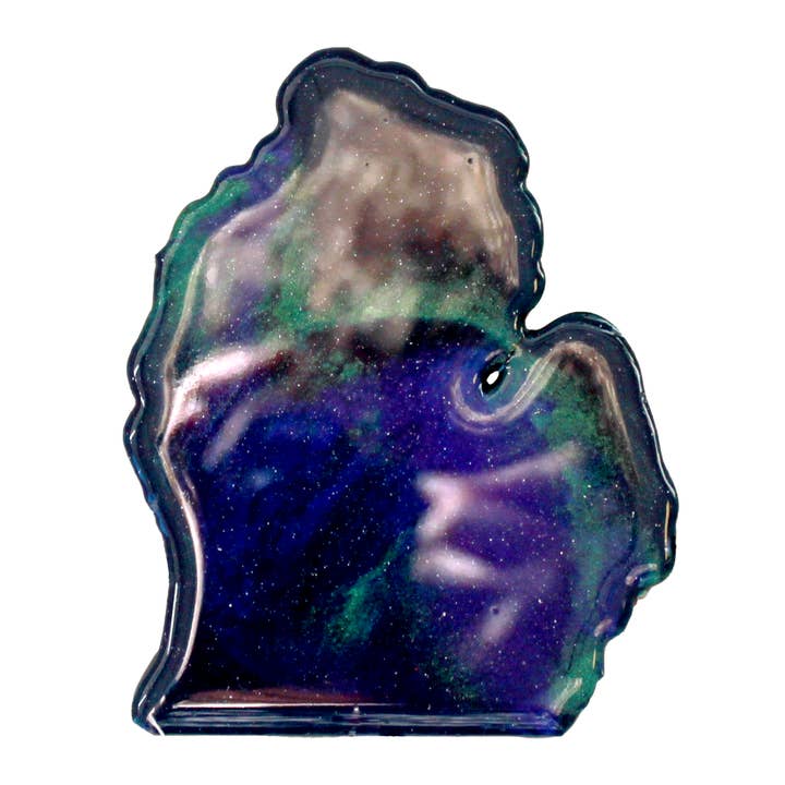 Michigan Mitten Northern Lights Coaster for wholesale by Resin Vibes by MB