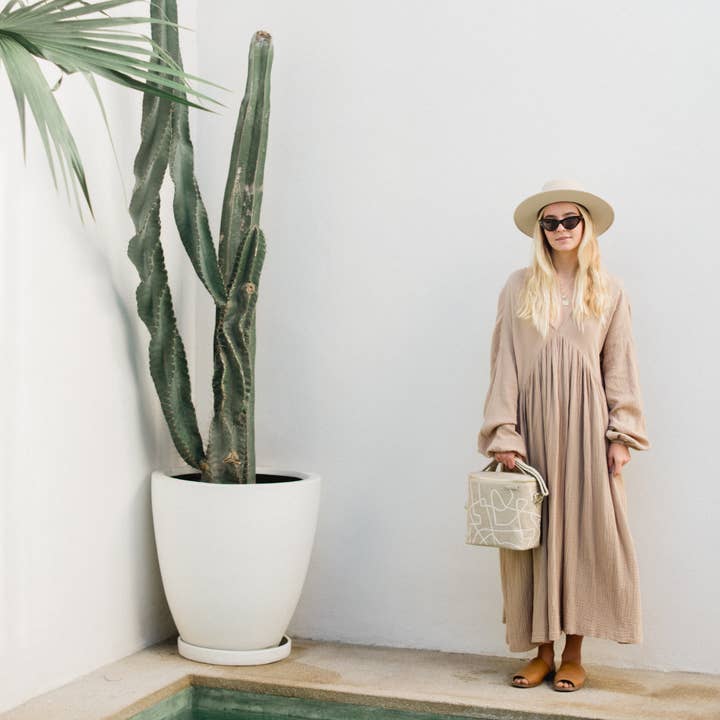 SoYoung - Vente Sac/boîte repas - Poche à lunch à lignes abstraites blanches5