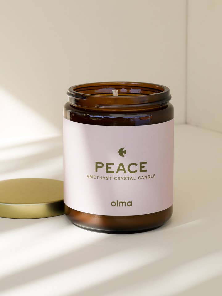 Peace Intention Candle - Obsidian Crystal - Amber for wholesale by JaxKelly Candles