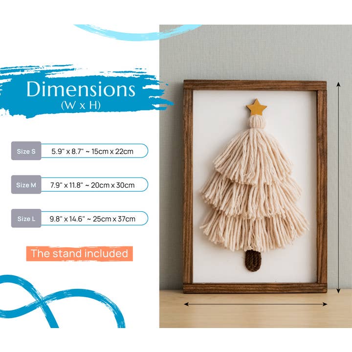 BeanDaikon - Wholesale Christmas Decoration - Framed Tassel Macrame Christmas Tree V232