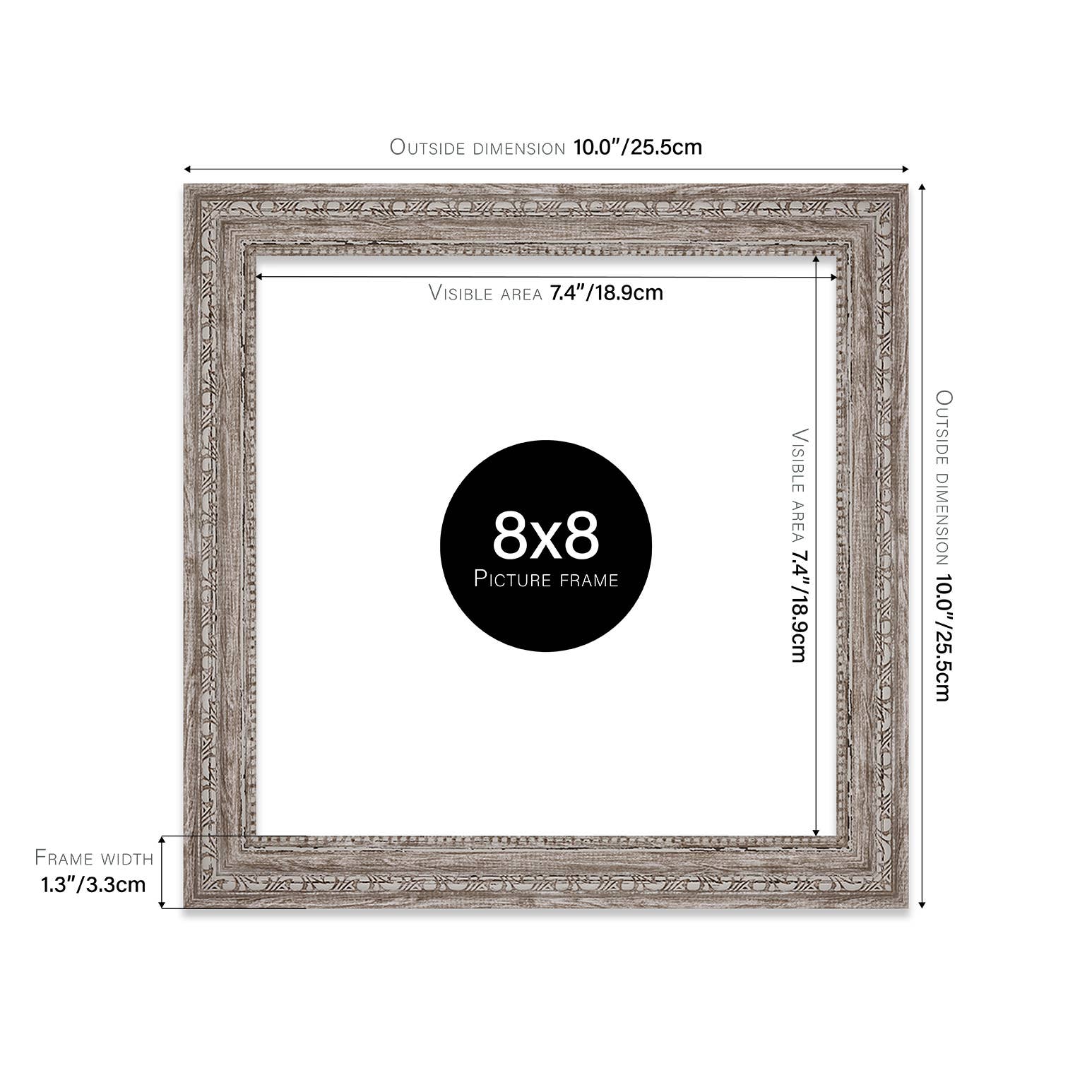 8x8 Walnut Ornate Picture Frame 8"x8" for wholesale on Faire1