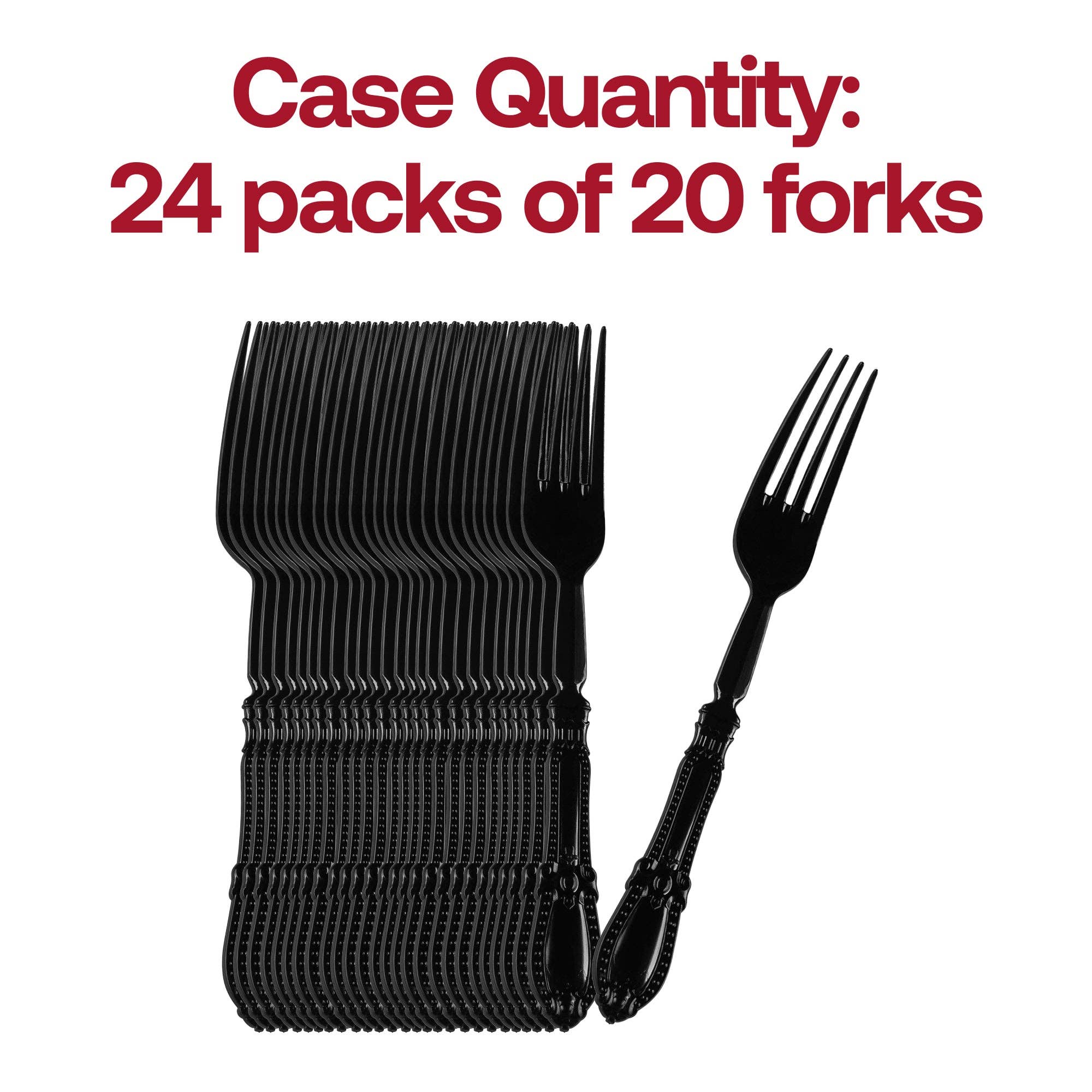 Smarty had a Party - Wholesale Disposable Tableware Pack - Black Baroque Disposable Plastic Dinner Forks - 20 pcs3