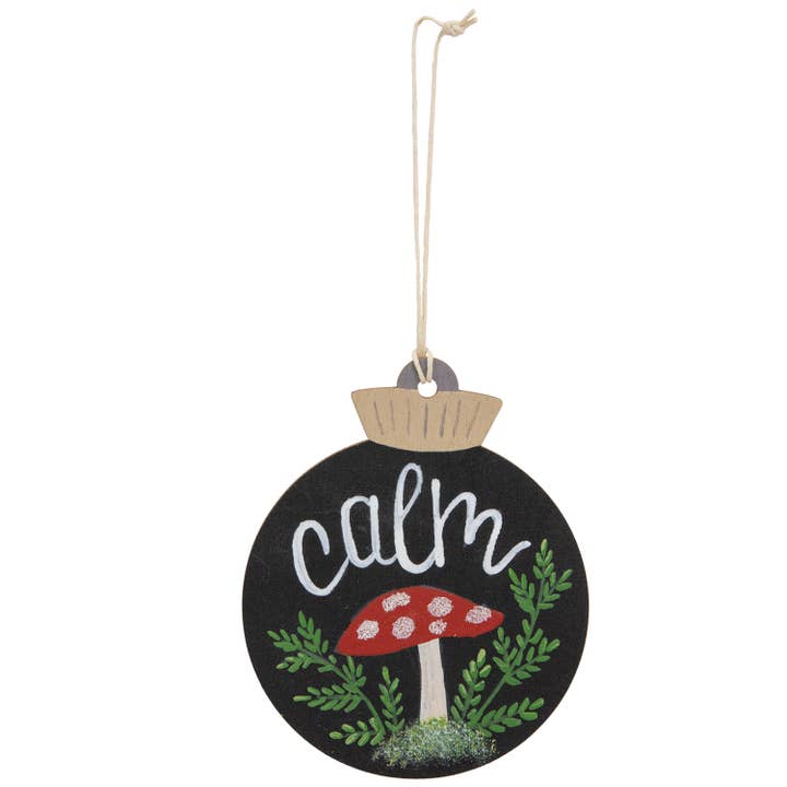 The Hearthside Collection - Wholesale Ornament - Peace, Calm, Hope Wooden Mushroom Bulb Ornament - 3 Asstd.2