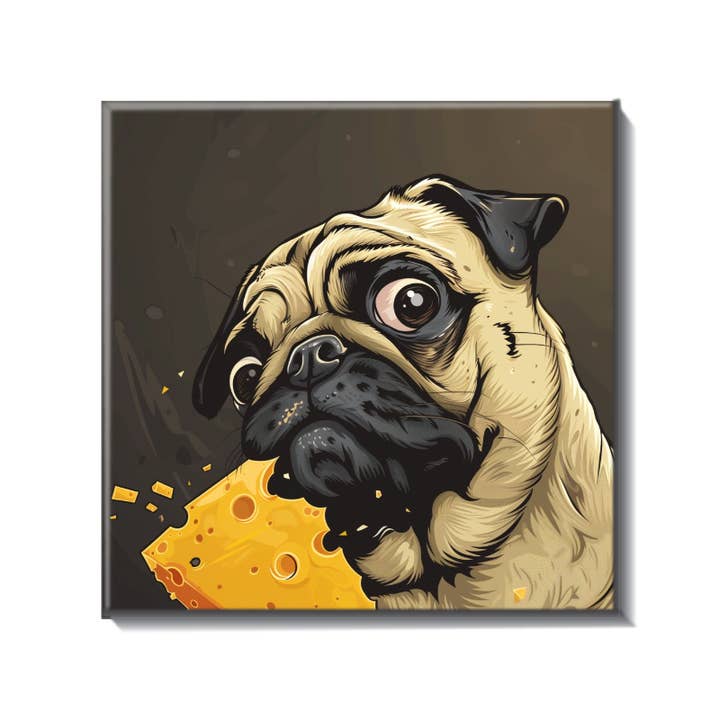 I <3 Cheese Pug Ceramic Tile for wholesale by Pug Life