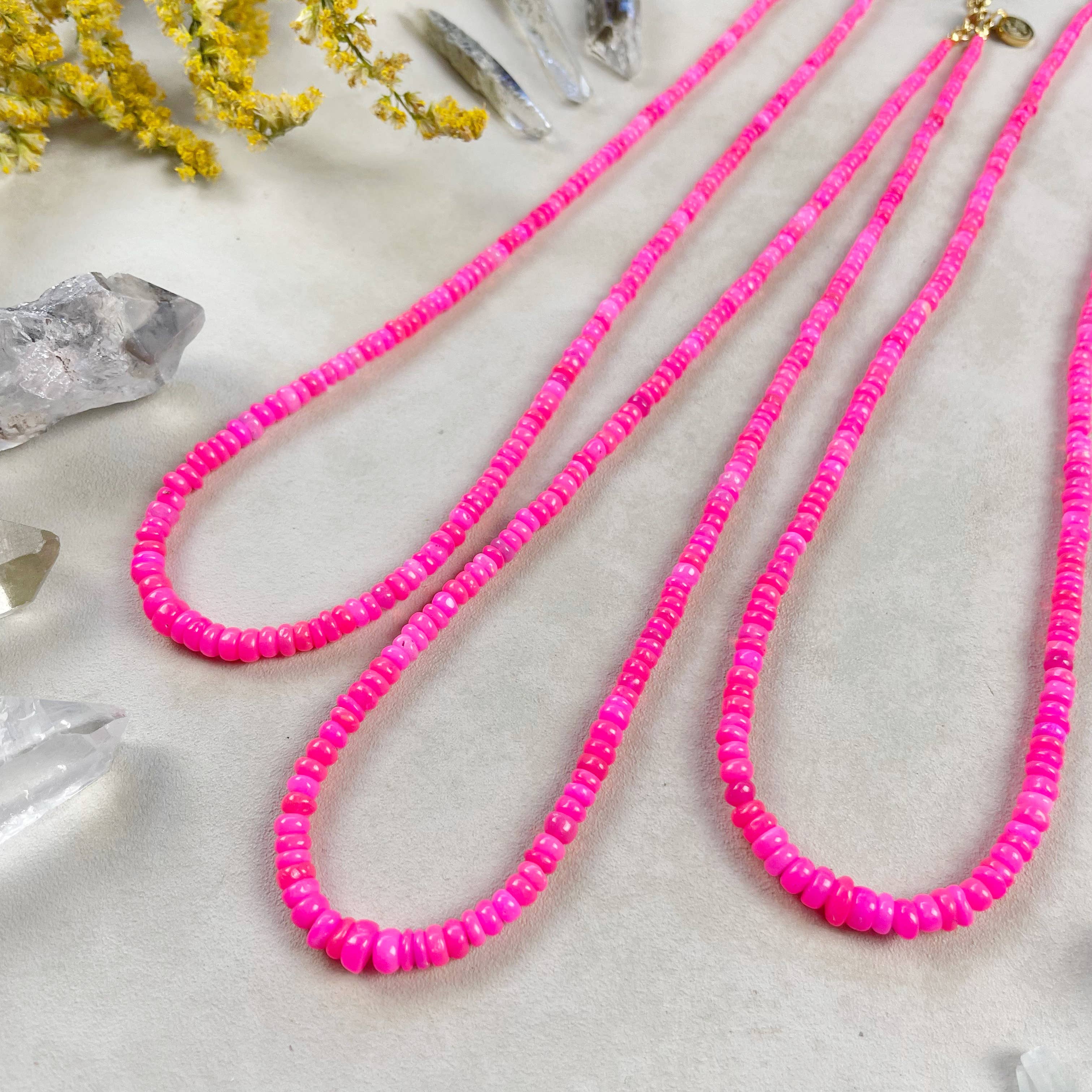 Ewelina Pas Jewelry - Wholesale Beaded/Pearl Necklace - Igni// Hot Pink Fire Opal Heishi Beaded Necklace6