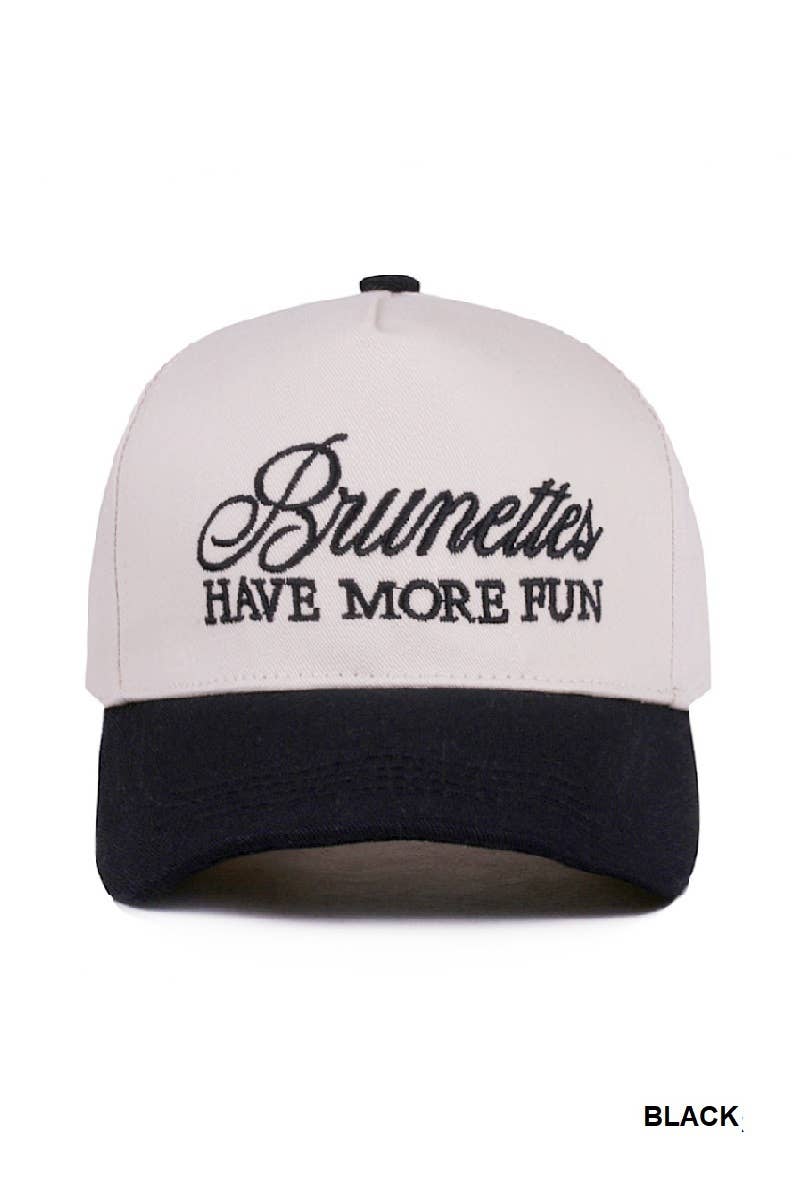42POPS - Wholesale Baseball Cap - Women's - ,,.._ 1015 Brunettes Have More Fun Two Tone Canvas Cotton Cap SI-289113