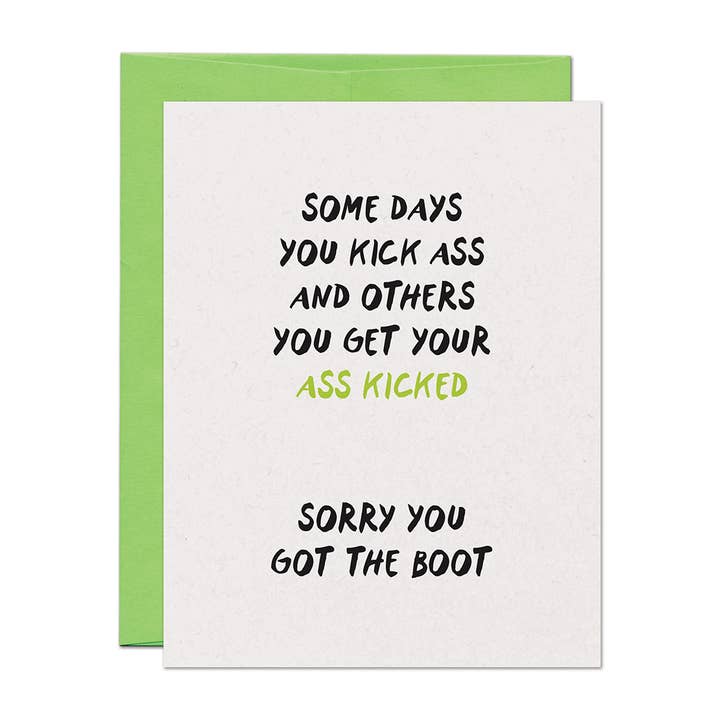 Ass Kicked Job Loss Support Card for wholesale by Warren Tales