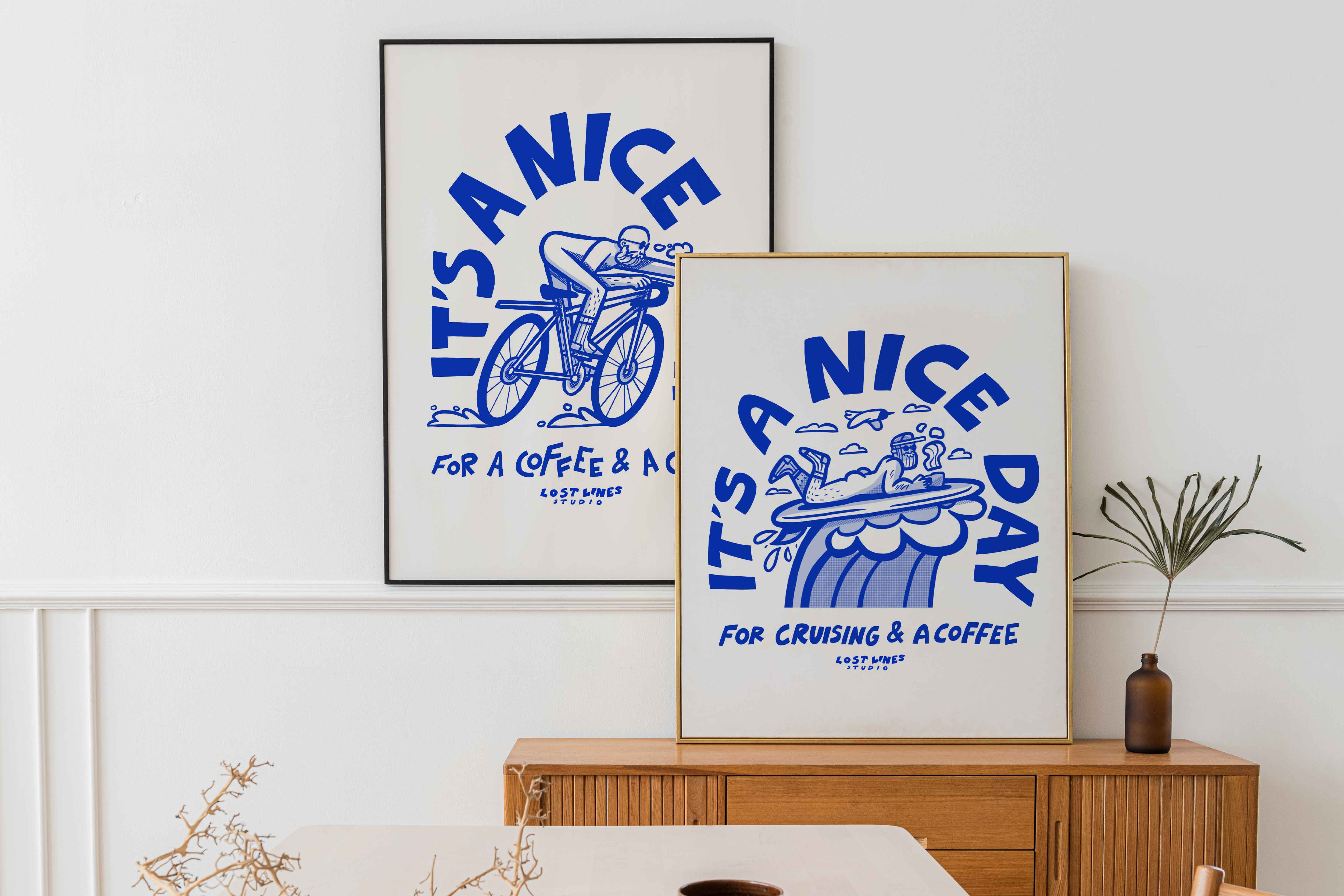 Lost Lines Studio - Wholesale Art Print - Surf & Coffee | Art Print | Illustrated Print | Surf Art 1