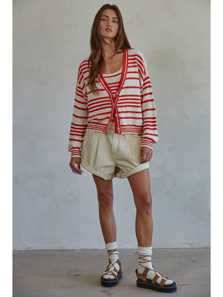 By Together - Wholesale Tank Top - Women's - W1858 | Knit Sweater Cotton Striped Round Neck Tank Top