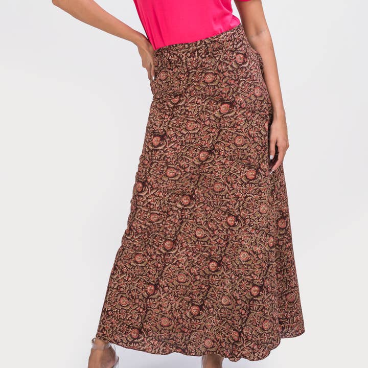 KK3011 «Gonna a portafoglio» - Fiori marroni per la vendita all'ingrosso da parte di White Lotus Fashions