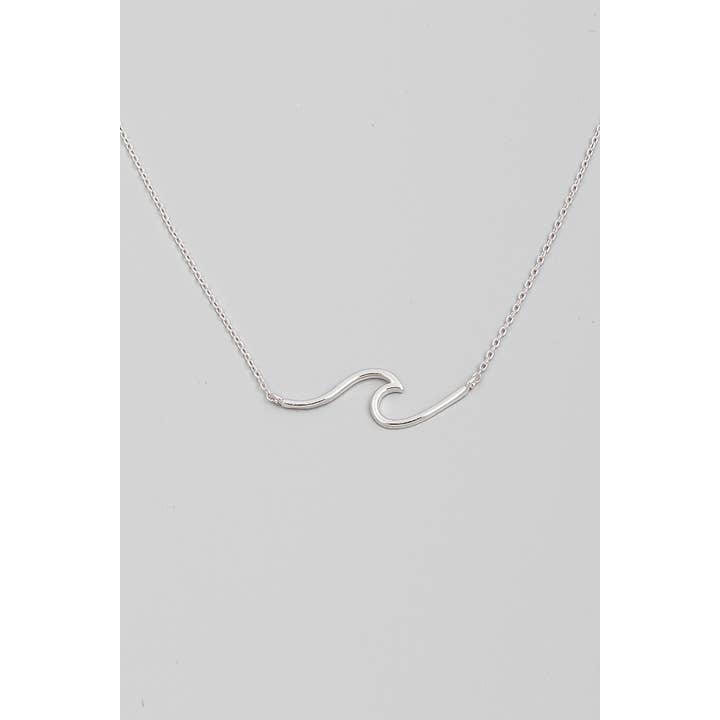 The Looks by Fame Accessories - Wholesale Pendant/Charm Necklace - Dainty Wave Pendant Necklace