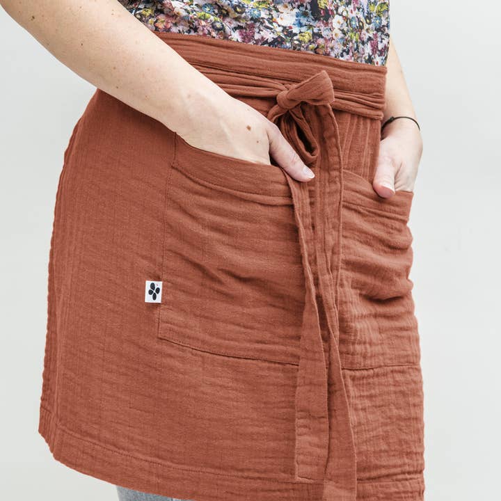 L'effet Papillon - Wholesale Apron - GAÏA Terracotta cotton gauze waiter apron 45 x 80 cm