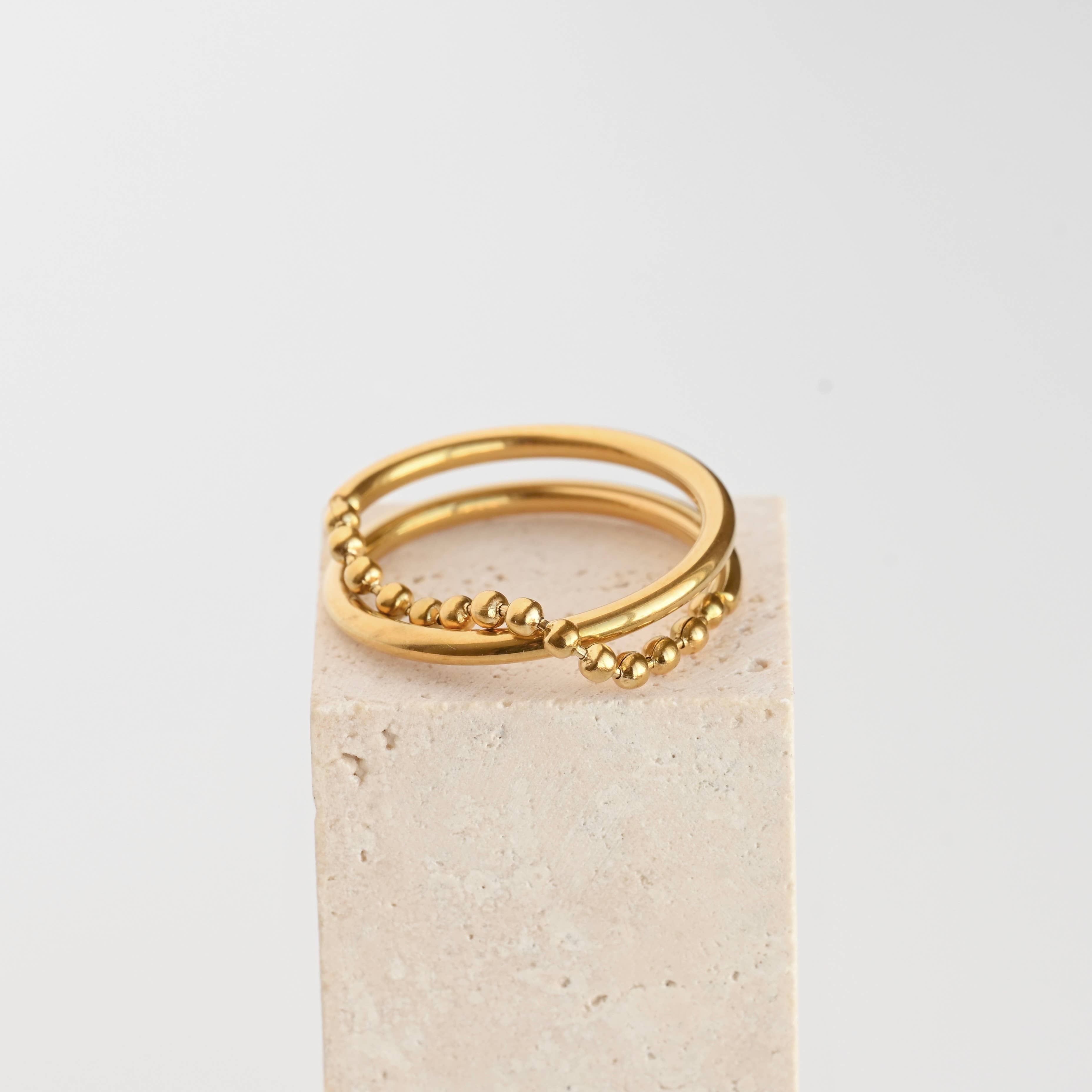 Blueyejewelry – Großhandel Band/Stapelring – Halbe Kette X Ring - Edelstahl Gold Kreuzring5