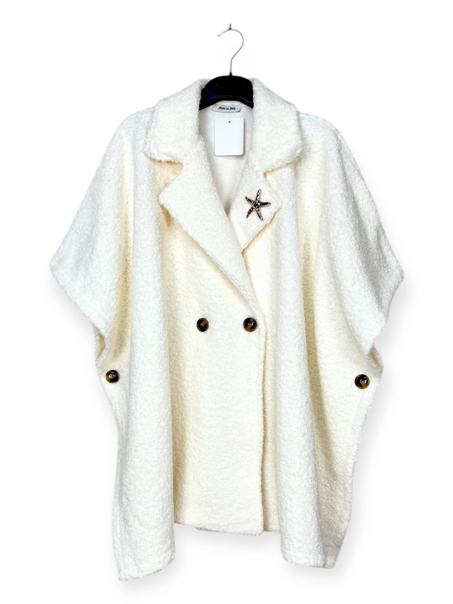 Lucky Nana - Wholesale Coat - Women's - AH 25101 - Double-Breasted Poncho Coat with Brooch16