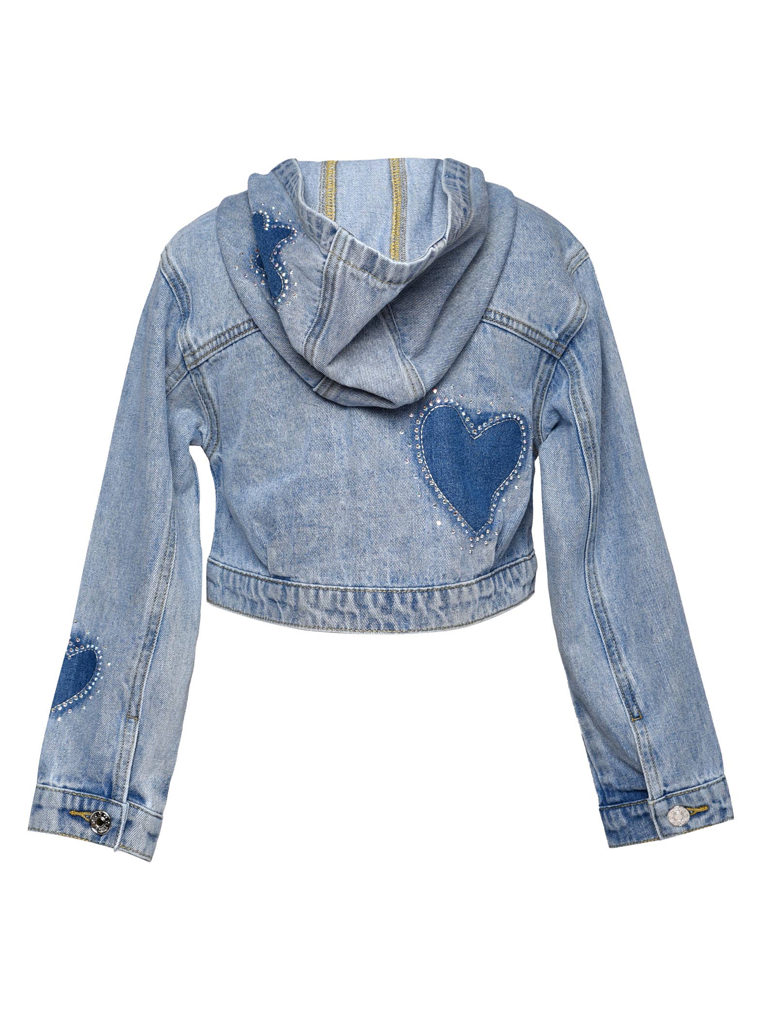 Stonewash Rhinestone Shadow Heart/Flower Denim Jacket for wholesale on Faire1