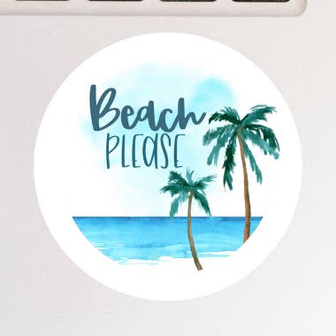 Pegatina Beach Please | Adhesivo impermeable para venta al por mayor de TK Lettering